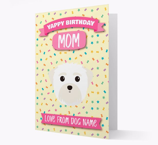 Personalized Card 'Yappy Birthday Mom' with {breedCommonName} Icon